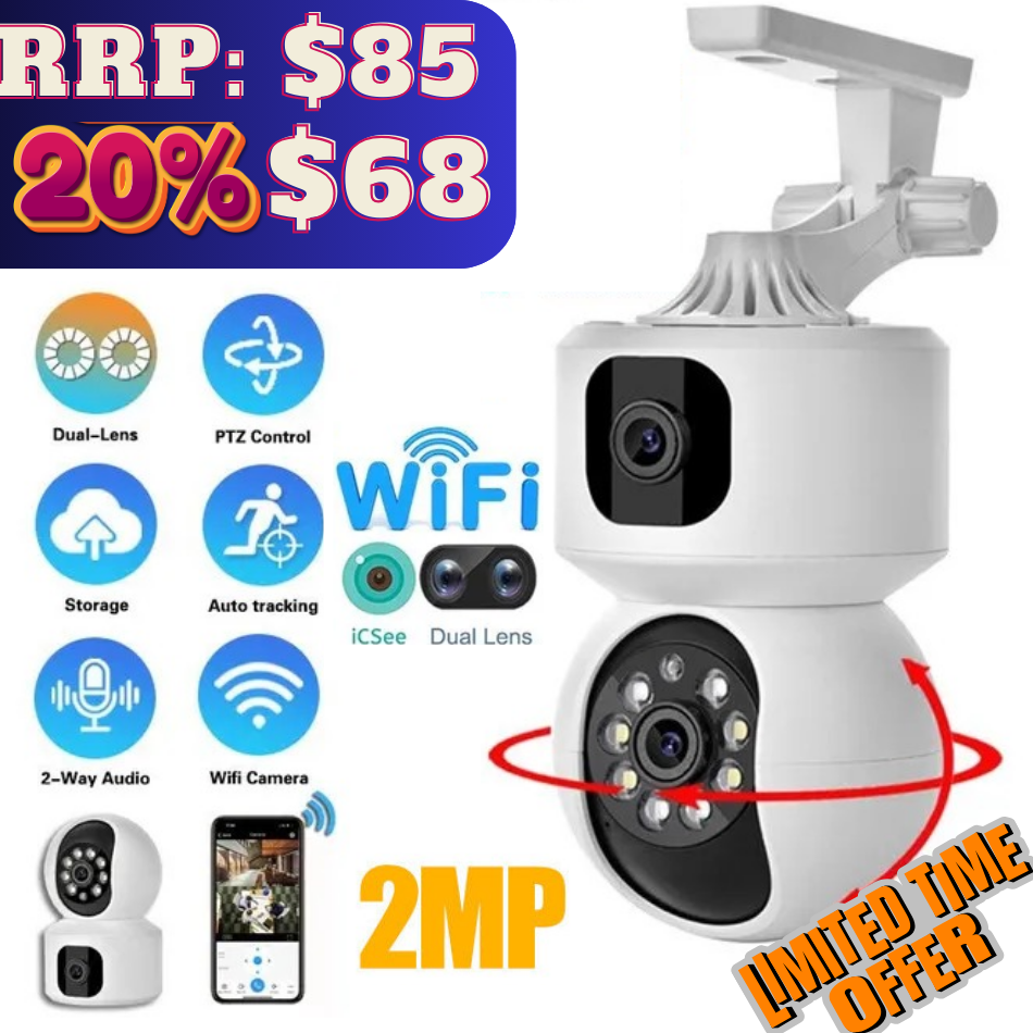 Dual-Lens Indoor Camera, Expanded View Angle, Phone Alerts Home Security Camera - Univercell